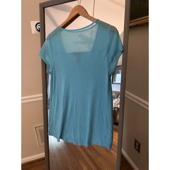 INC International Concepts Blue Sequin Top Womens Large - Picture 4 of 4